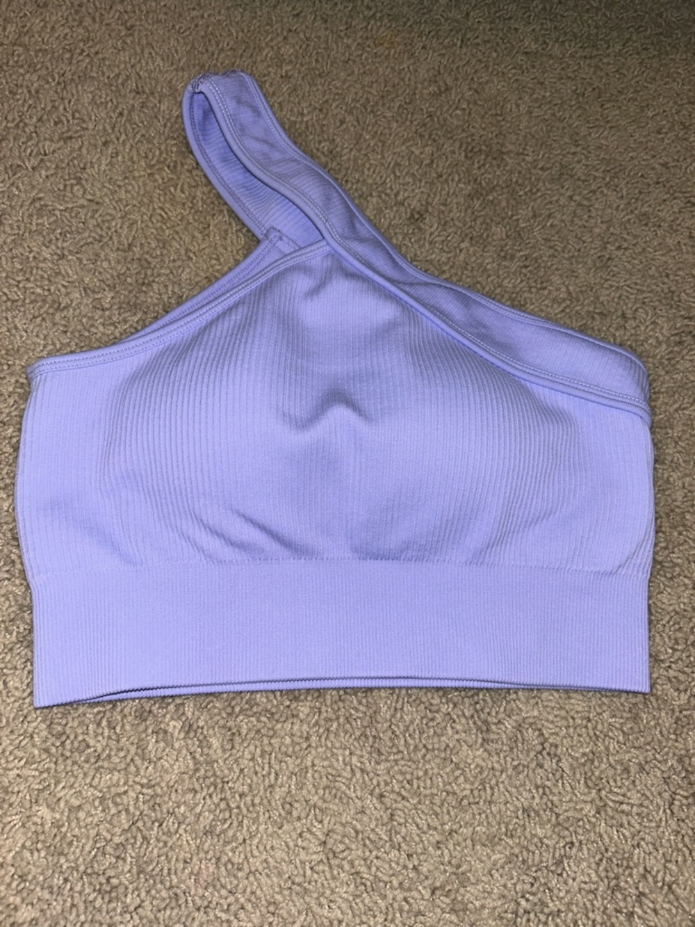 Seamless One-Shoulder Ribbed sport bra in Light Lavender